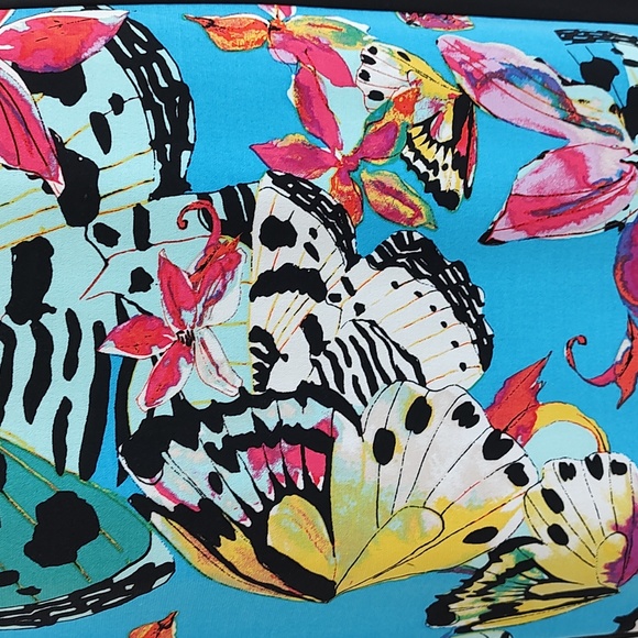 Nicole Miller Butterfly Print Color Block Stretch Jersey Sheath Dress S Colorful - Picture 4 of 12